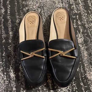 Vince Camuto Black & Gold Mules/Slides